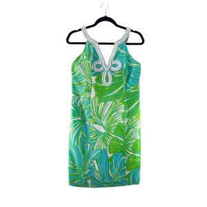 Size 0 Lilly Pulitzer Tessa Shift Dress Green Sheen Fronds Place Mini